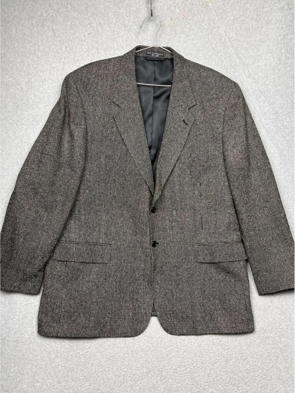Von Furstenberg 100% Silk Sport Blazer Mens 48 Pin Check Plaid Classic Office